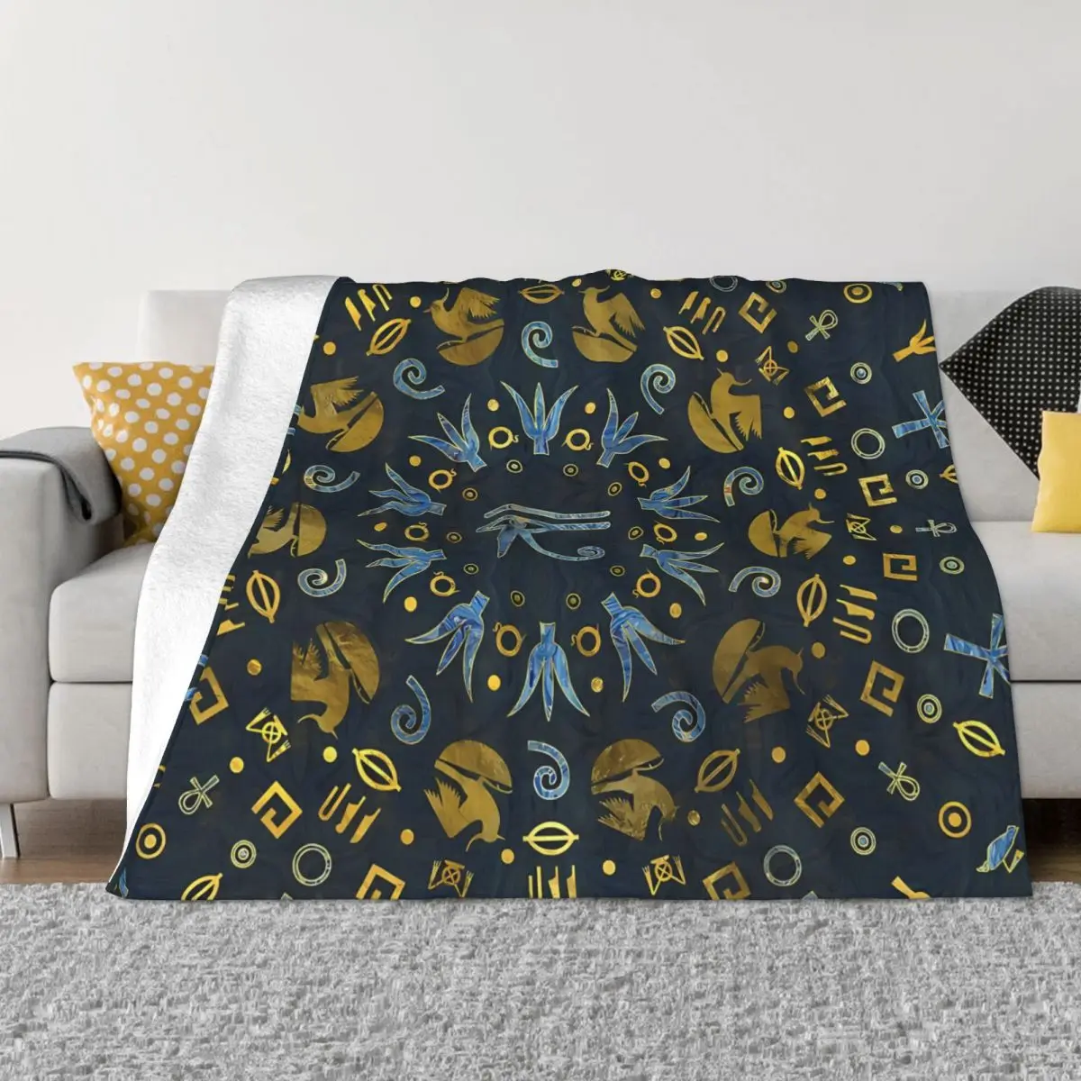 Ancient Egypt Eye of Horus Blanket Flannel Spring Autumn In Circular Pattern Warm Throws For Winter Bedding