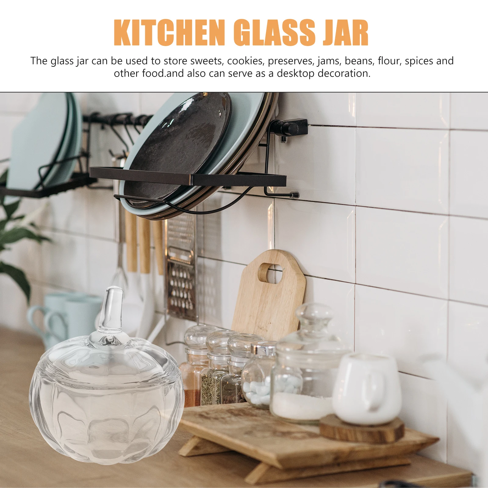 

Pumpkin Candy Jar Transparent Airtight Storage Container for Coffee Bean Snacks Tea Kitchen Use Glass Candy Jar