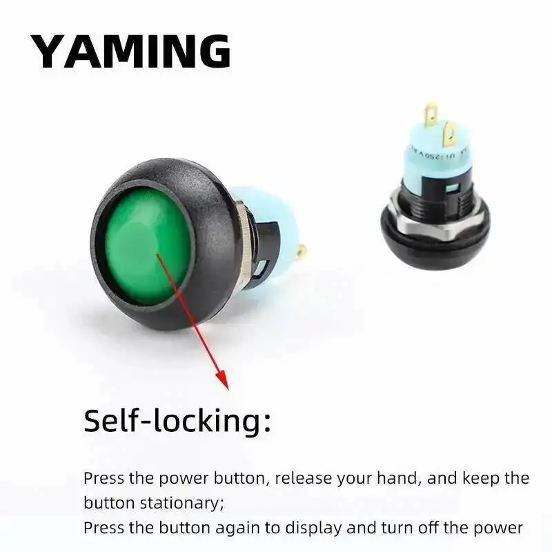 Picture 3: 12mm Big Ball Head Mini Push Button Switch Self-Locking Fixed Latching Waterproof Doorbell Access Control