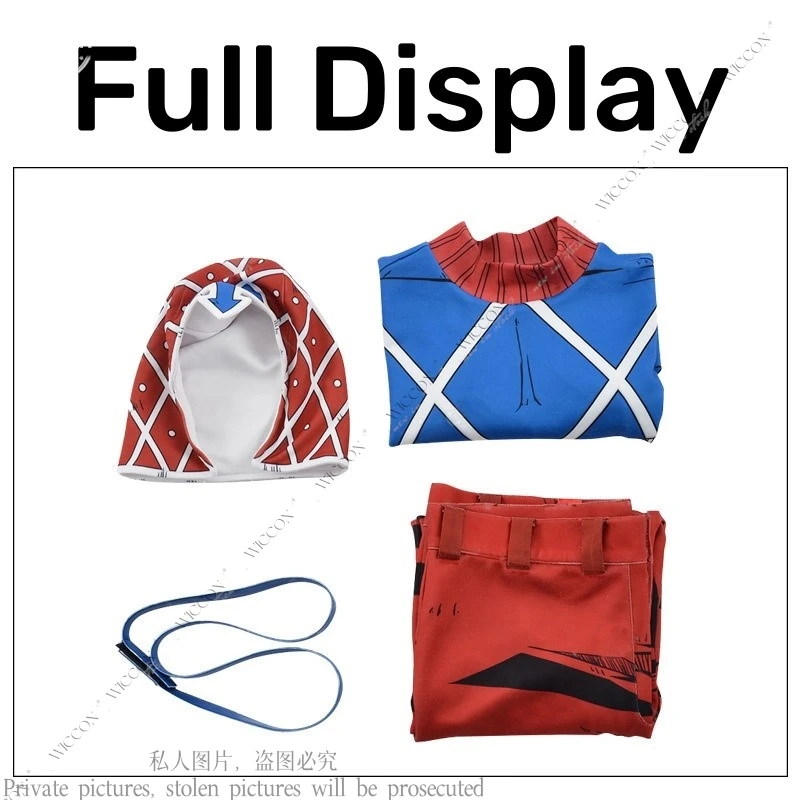 Guido mista JO หมวกอนิเมะ cos JO, หมวกคอสเพลย์ชุดที่แปลกประหลาดสำหรับผู้ใหญ่เสื้อท่อนบนกางเกงหมวกผู้ใหญ่ใช้ได้ทั้งชายและหญิงหมวกวันฮาโลวีน