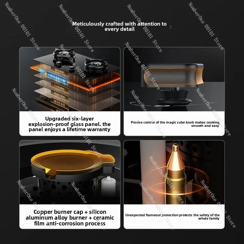 Air Cabin Timing Gas Stove, Household Double Burner, Natural Gas Cooker