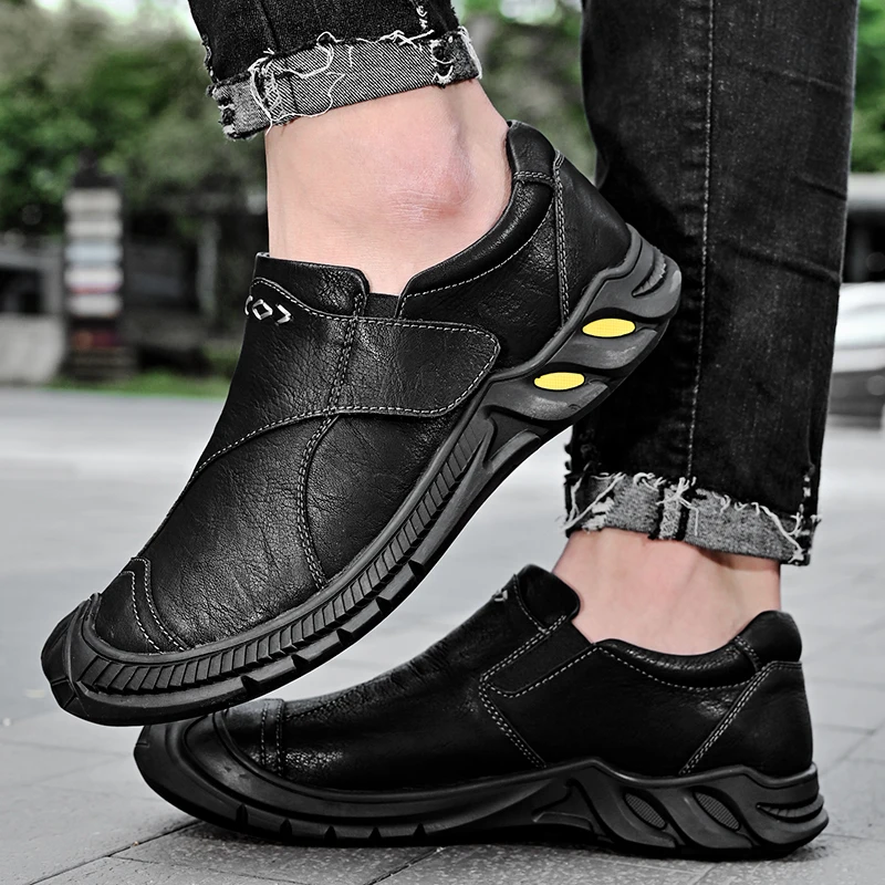 

WAERTA Genuine Leather Men Shoes Luxury Casual Shoes Slip on Formal Loafers Male Driving Shoes Fashion Trekking Breathable Flats