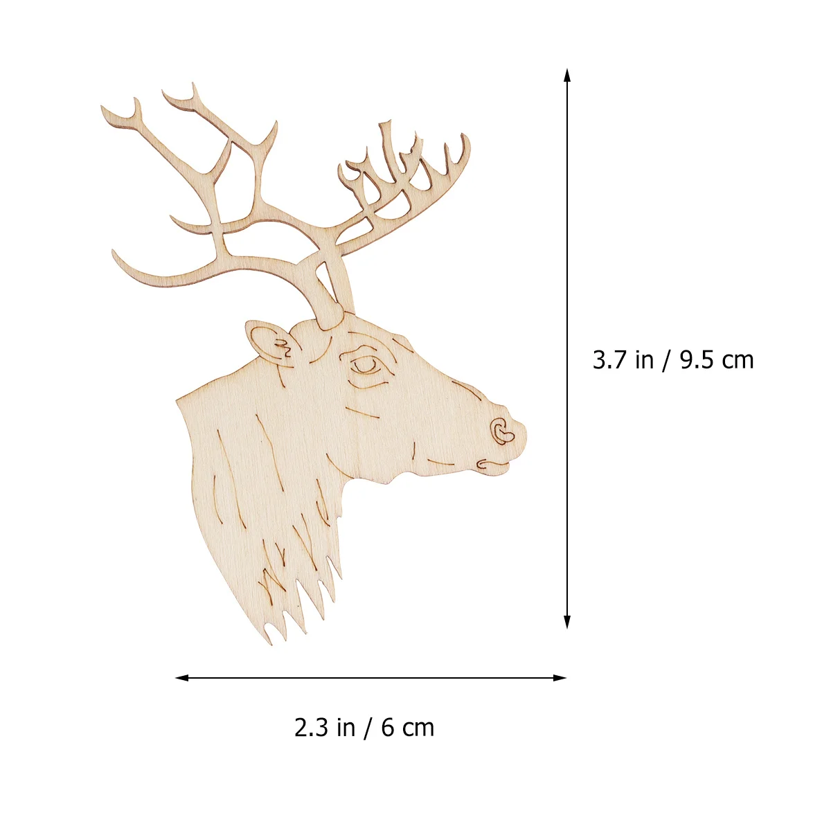 

20Pcs Deer Head Wooden Pendants Christmas Hanging Decor Fine Carving Craft Easy DIY for Tree Door Window Reusable Not Fading