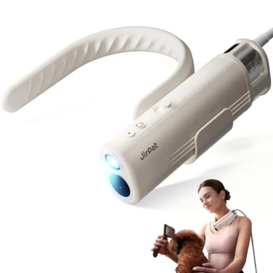 

Hands-Free Pet Neck Dryer for Dog Grooming Salon Portable High Velocity Dog Hair Dryer with 3 Speeds 4 Temperatures Lightweight