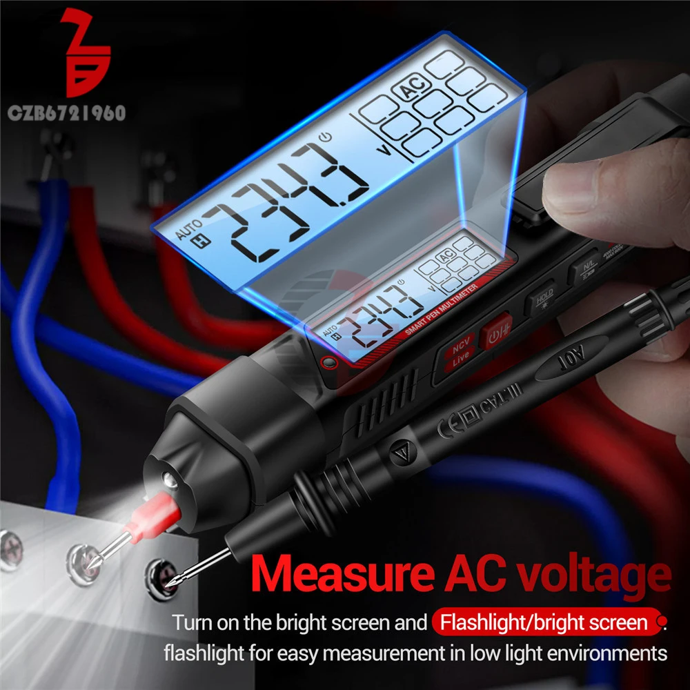 Imagem -03 - Intelligent Voltage Tester Pen Chave de Fenda Elétrica Lápis de Teste Ncv Indução Power Detector Indicador ac dc