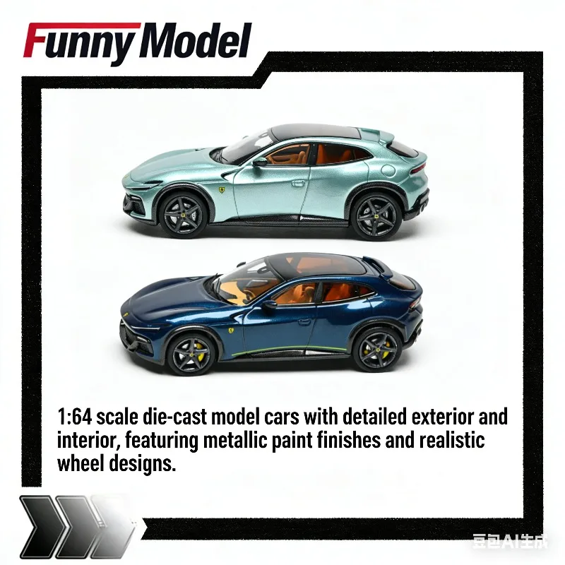 

Забавная модель 1:64: Прыгающий конь Пуросангуэ FUV, реалистичная литая модель автомобиля, игрушка для мальчиков, коллекционный предмет для взрослых, предмет декора.