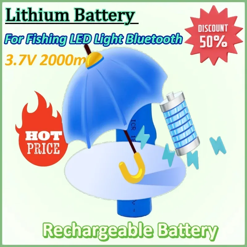 

3.7V 2000mAh Rechargeable Lithium Battery 18650 Li-ion with PCB PH2.0-2P Battery for Fishing LED Light Bluetooth Batteries