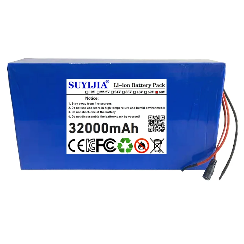 60 فولت 32 أمبير 1000-3000 واط عالية الطاقة 18650 بطارية ليثيوم جديدة 16S8P بطارية مناسبة لمختلف مركبات النقل