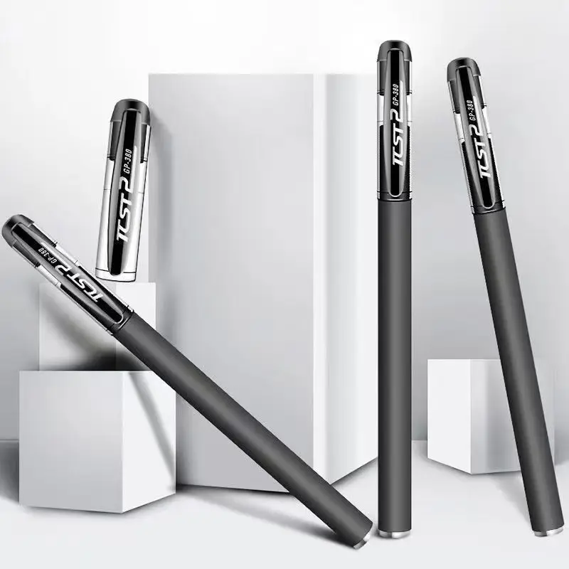12-PCSBlack قلم محايد اللون لامتحانات الطلاب اللوازم المكتبية قلم توقيع بسيط أداة الكتابة لوازم الأعمال