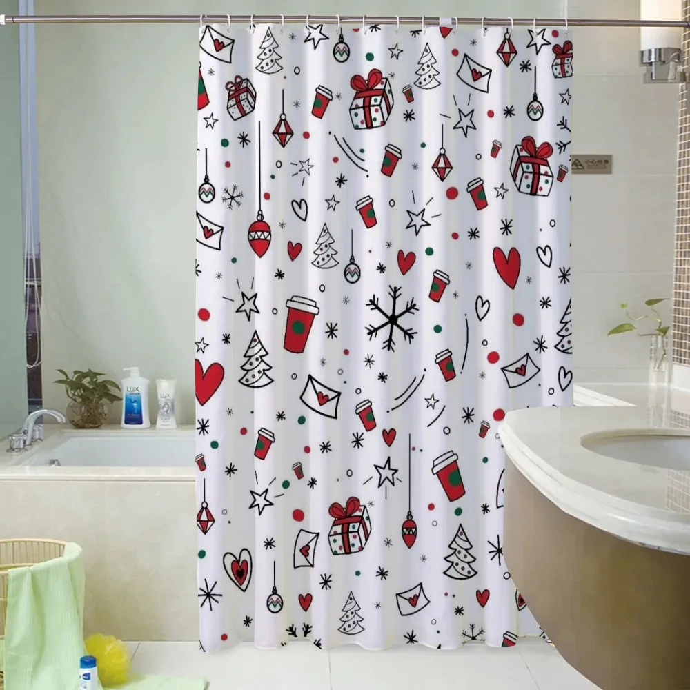 Christmas Curtains for Bedrooms Waterproof Shower Curtain Bathroom Accessories Bath the Home Fabric Shade Opaque Products Garden