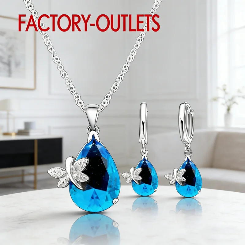 Genuin 925 Silver Bridal Jewelry Sets Fashion Cute Women Girls Engagement Anniversary Accessory Fine Trendy