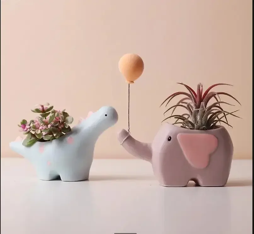Cartoon Animal Ceramic Flower Pot Succulent Flowerpot Desktop Small Plant Pot Garden Pots Garden Supplies Potting Decoration
