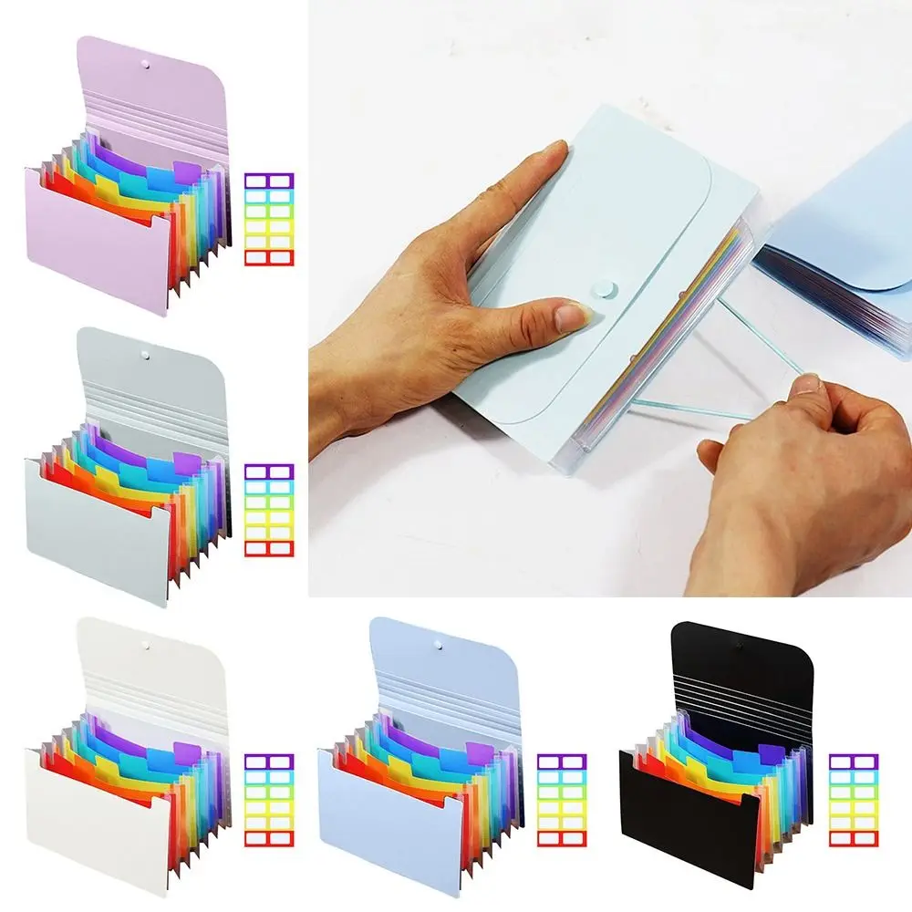 Fashion 7 Layer A6 File Folder Large Capacity Waterproof Organ Bag with Index Tabs Documents Organizer