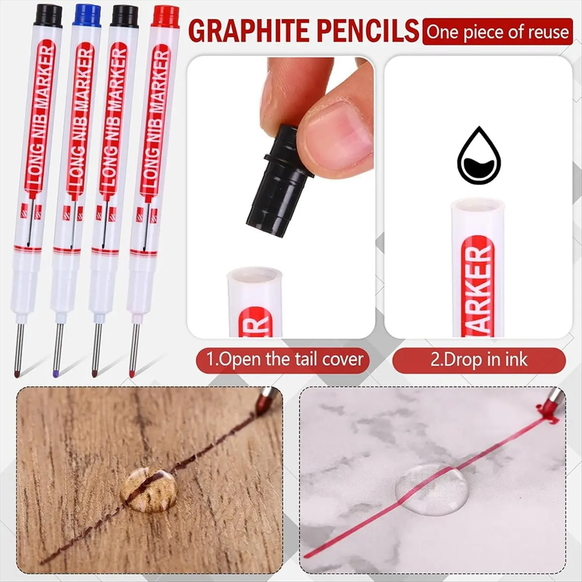 【Best Seller】1 Set Mechanical Carpenter Pencil Set with 78 Pencil Refills and Sharpener, Mechanical Pencils,Deep Hole Long-Nib M