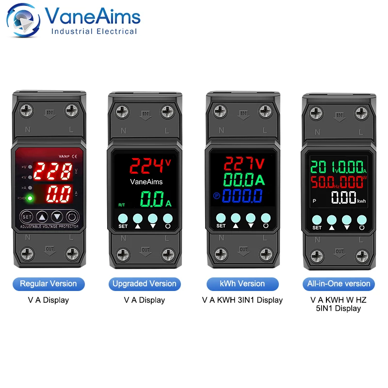 

Din Rail Adjustable Over Voltage Under Voltage Protection Device 40A 63A 80A 220VAC Digital Display Voltage Current Protector