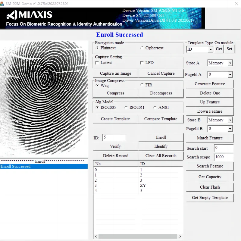 Fingerprint Reader Optical Sensor FAP20 Certification Fingerprint Module for USB and UART Communication Interface