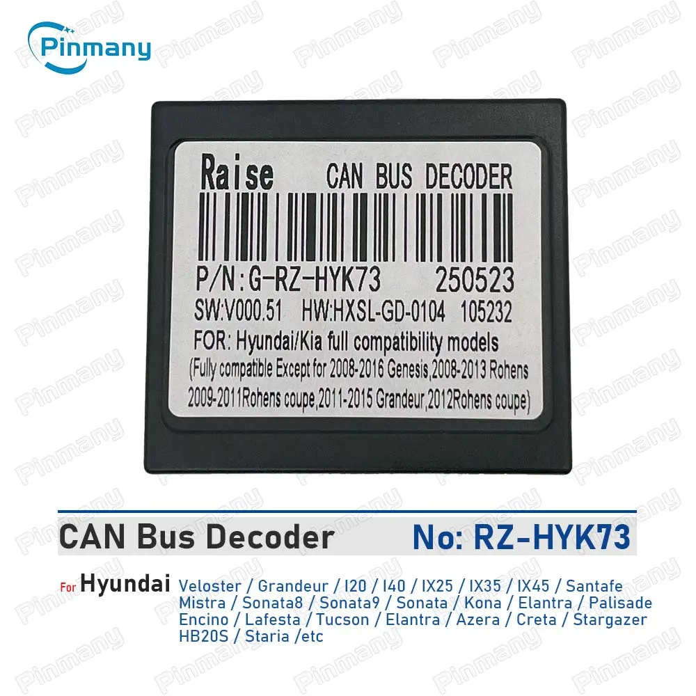 Car CAN Bus Adapter RZ-HYK73 for Hyundai I20 I40 IX25 IX35 IX45 Santafe Mistra Sonata 8 Kona Elantra Palisade Veloster Grandeur