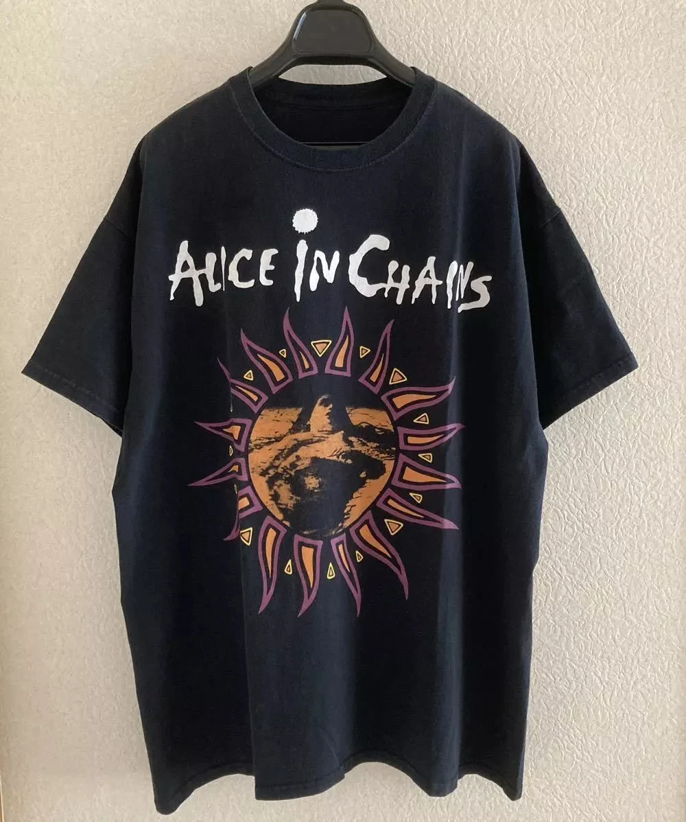 Alice In Chains Heavy Metal Music Band Graphic Print Short Sleeve Cotton T-shirt Summer Retro Men Women Casual Y2K Streetwear
