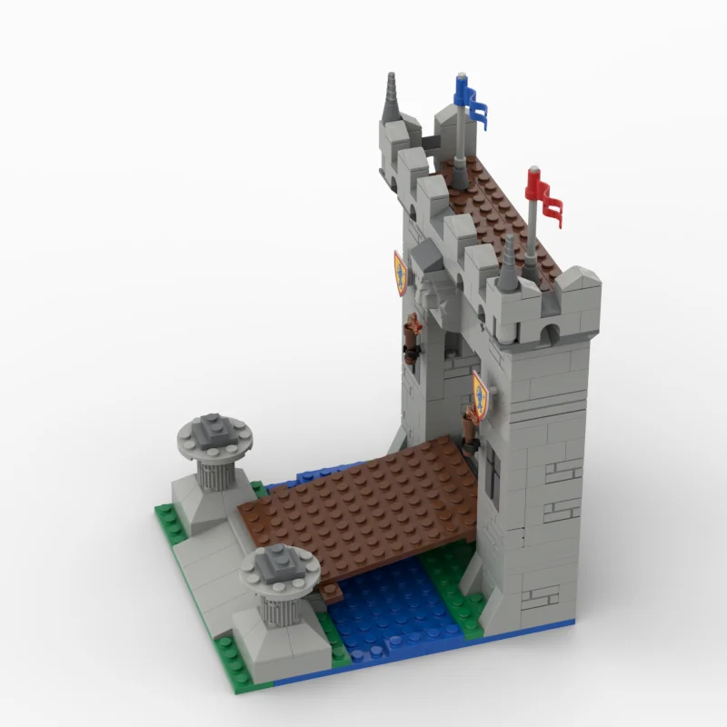 MOC 블록 중세 도시 문 모델 피규어 세트 349개 - 창의적인 조립 장난감 세트, 휴일 선물로 적합