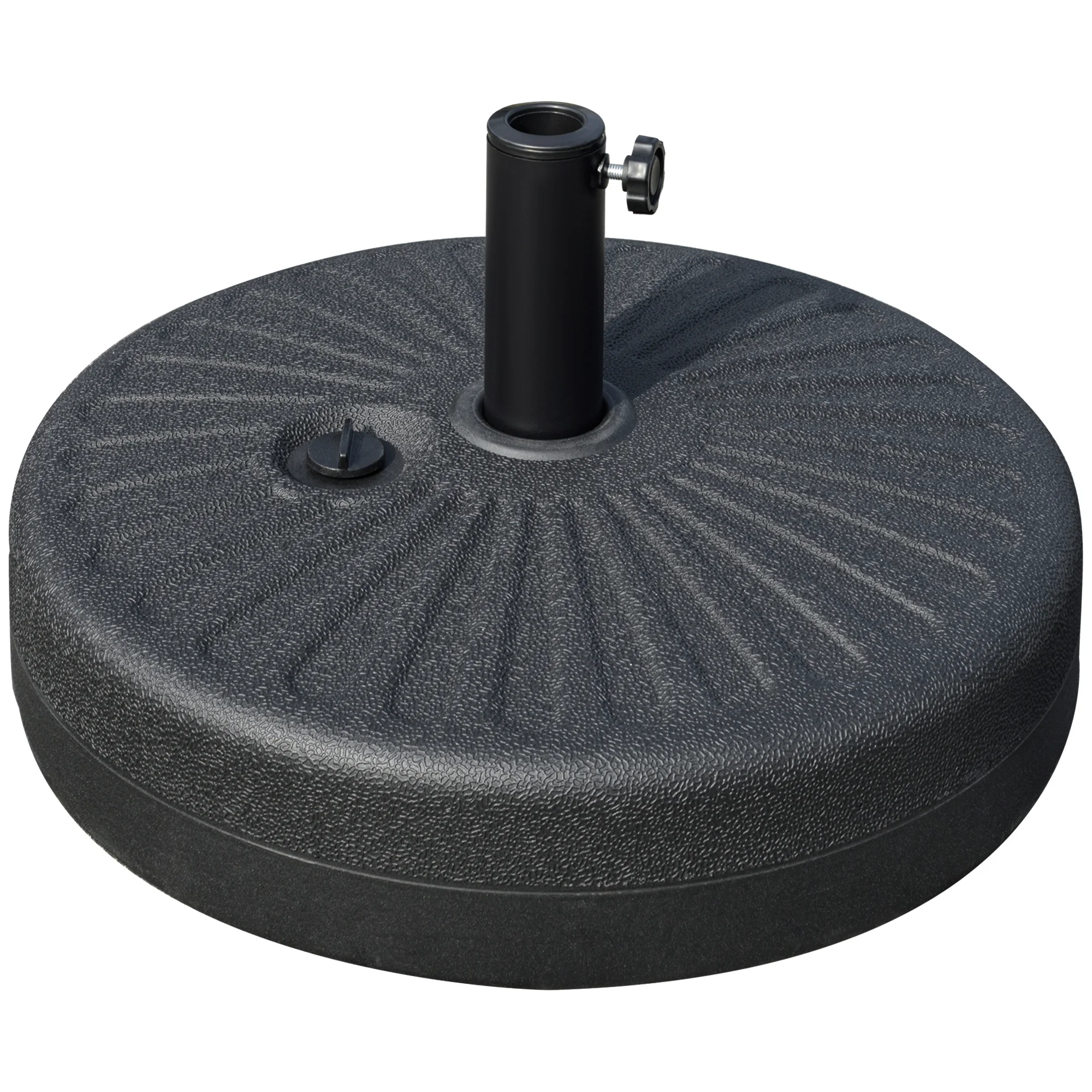 Outsunny Base de Sombrilla de Jardín Rellenable de Agua 22 kg Apto para Postes de 38mm/48mm Portátil Ø51x30,5 cm Negro