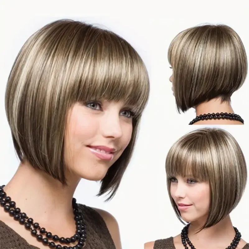 

Женский стильный длинный прямой парик-каре из синтетических волос.