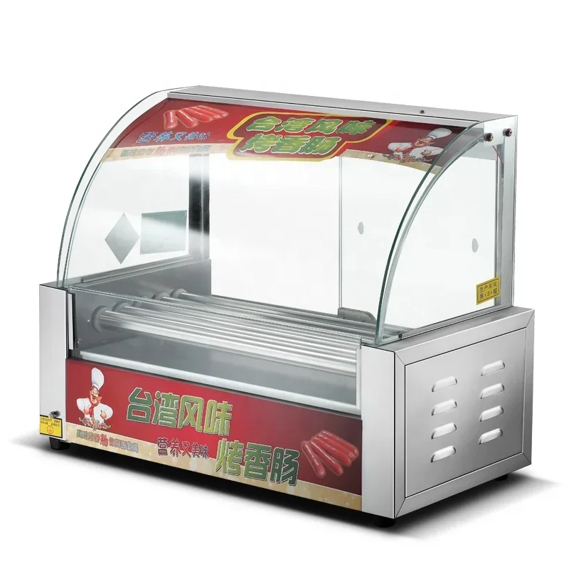 #For Catering Restaurant Automatic Food Warmer Display Showcase Rolling Type Sausage Hot Dog Grill Display Machine