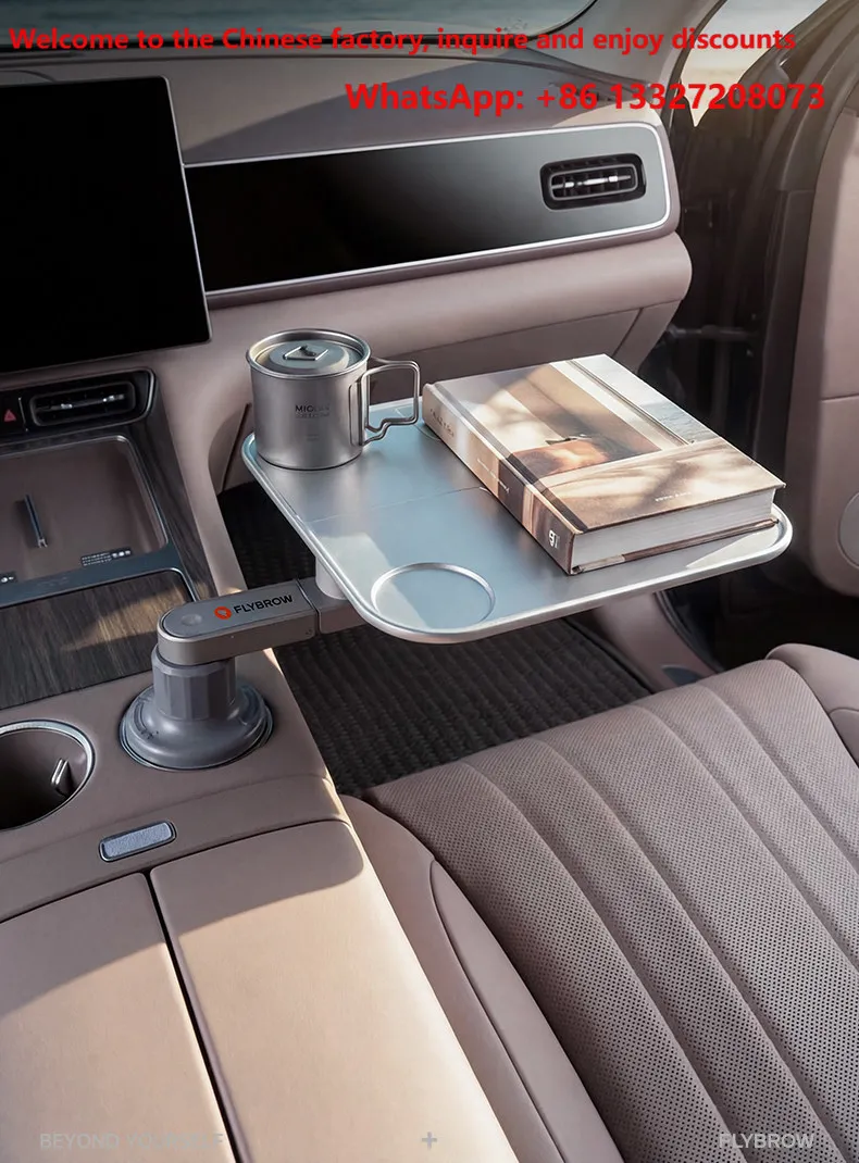 Suspended desk board suitable for car mounted small desk board, rotating front and rear rows, in car office, tea cup slot tray
