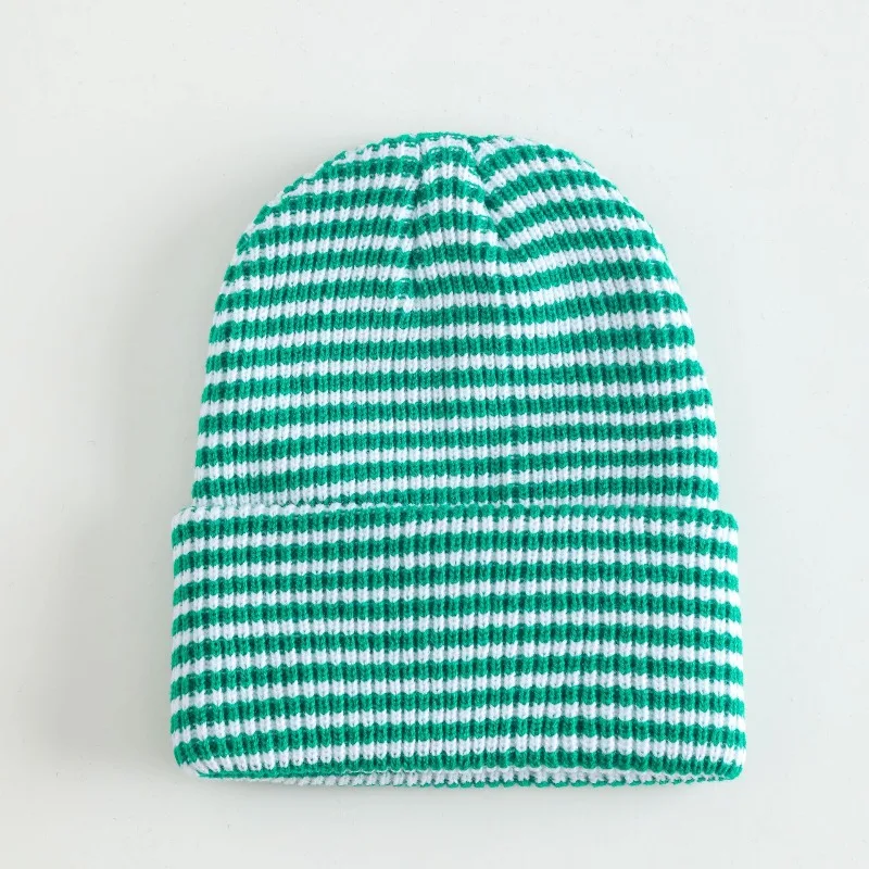 Individuell besticktes Logo, modische gestreifte Strickmütze, trendige Herbst- und Wintermütze für Männer und Frauen, warme Outdoor-Skibeamie. – Detail 12