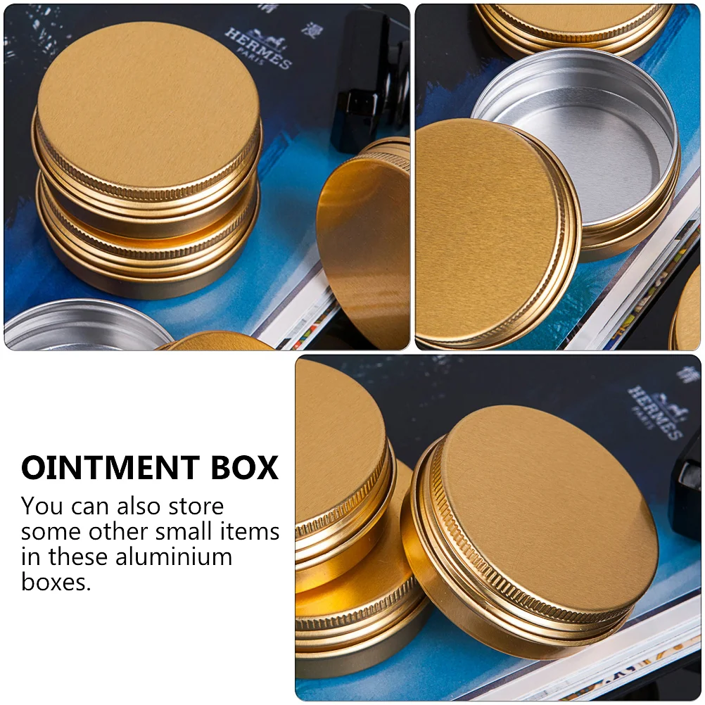 1 Set 10 Pcs 30ML Aluminium Screw-thread Storage Boxes Ointment Boxes (Golden) Aluminium Boxes Cosmetics Container