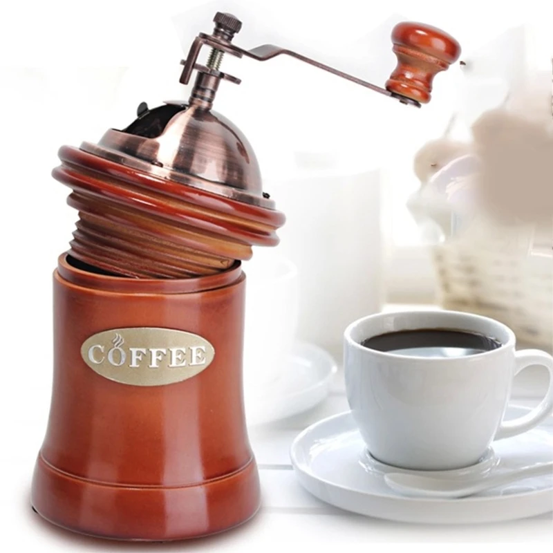 Manual Coffee Grinder Vintage Hand Crank Coffee Mill with Adjustable Gear Setting Ceramic Burr