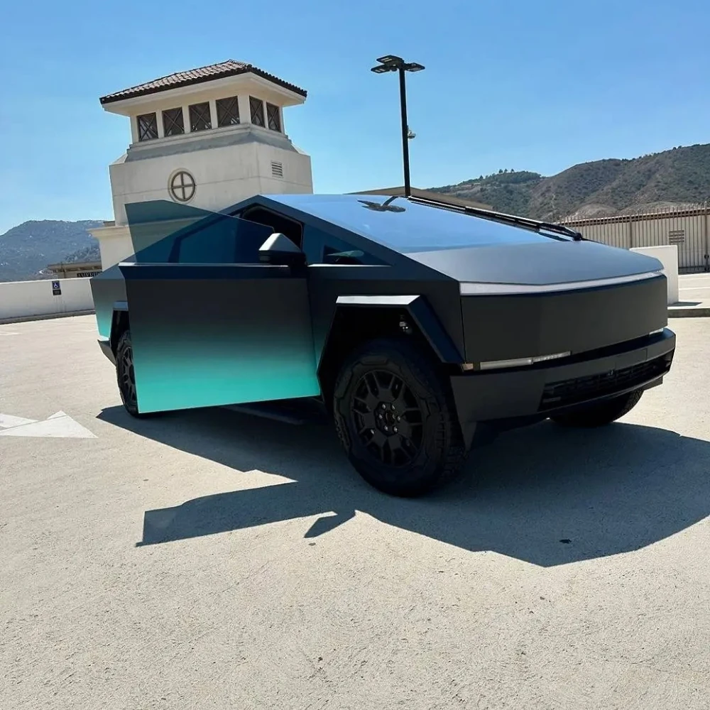 DIY Black Green Gradient For Tesla Cybertruck 2024-2026 Pre-cut PPF PET Paint Protection Film Color Changing Film Anti-Scratch