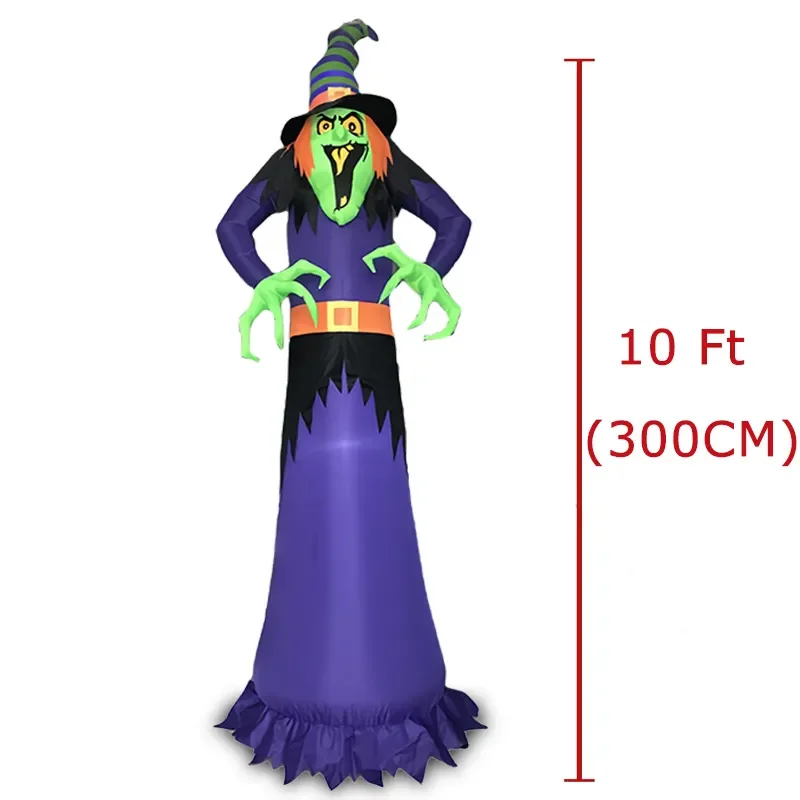Cross-border 3-meter-high Halloween gas model LED luminous horror inflatable witch yard party decorations ornaments