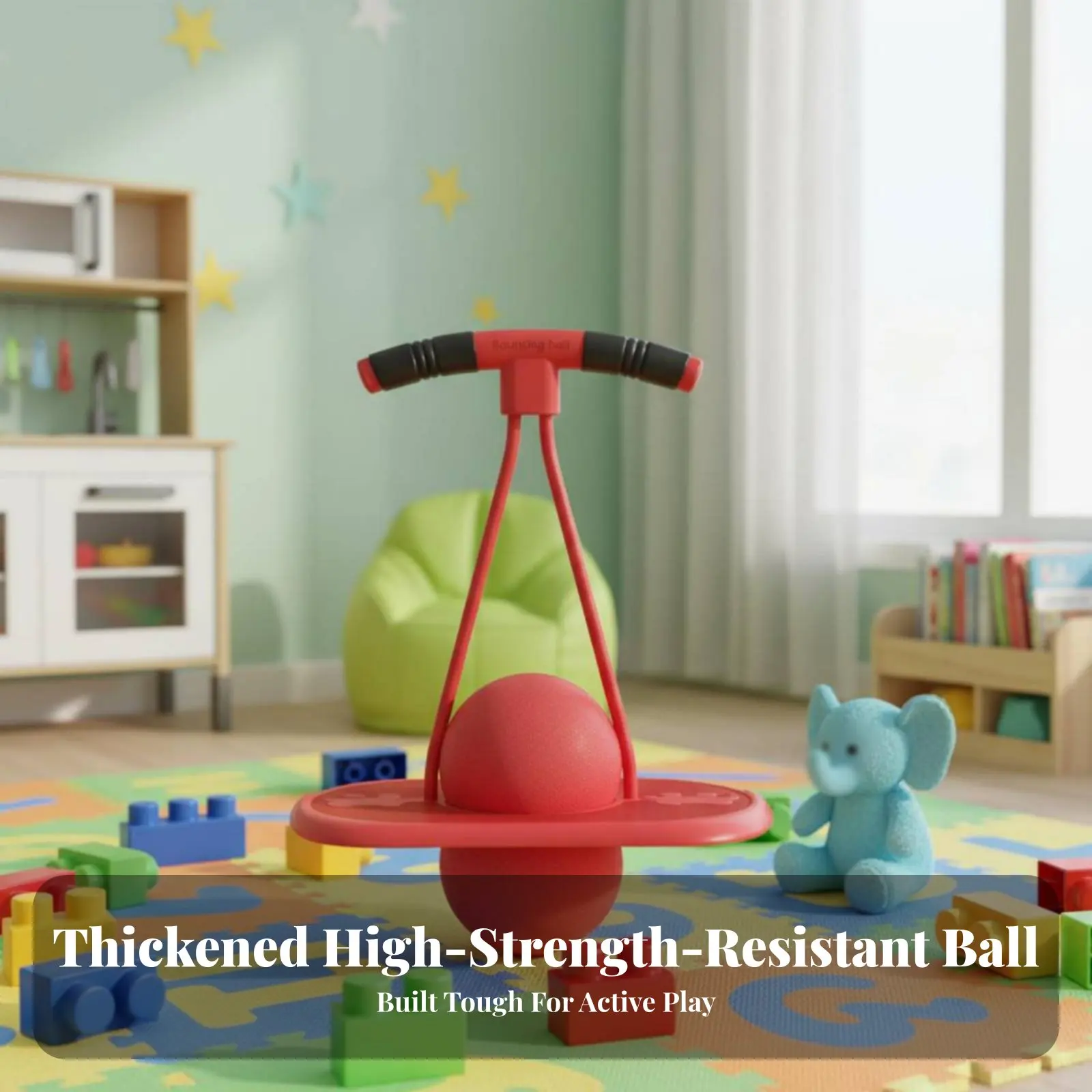 Сферический балансировочный тренажер для прыжков с амортизацией, с ручкой и основанием, износостойкая доска для прыжков с ручкой