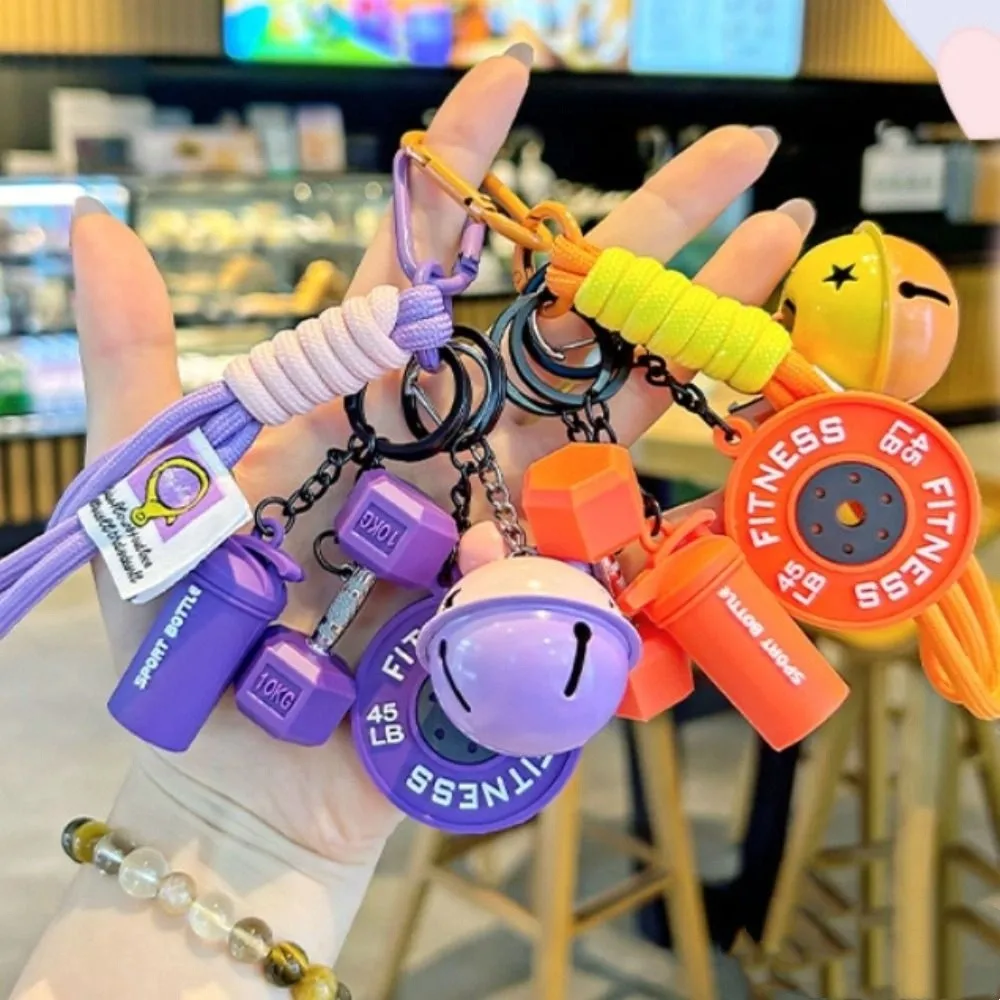 Dopamine Barbell Plates Keychain Kettlebell Water Cups Simulation Dumbbells Keyring Detachable Creative Fitness Series Pendant
