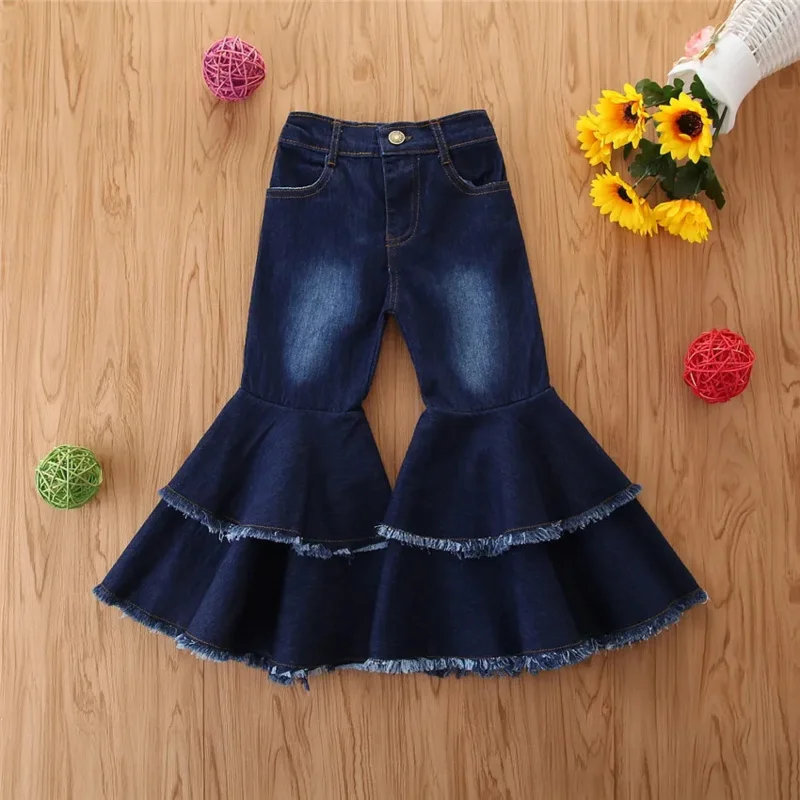 Girls Bell-bottomed Pants Elastic Waist Spring Children Trousers Outfits Baby Flare Costume Fashion Kids Clothing JYF