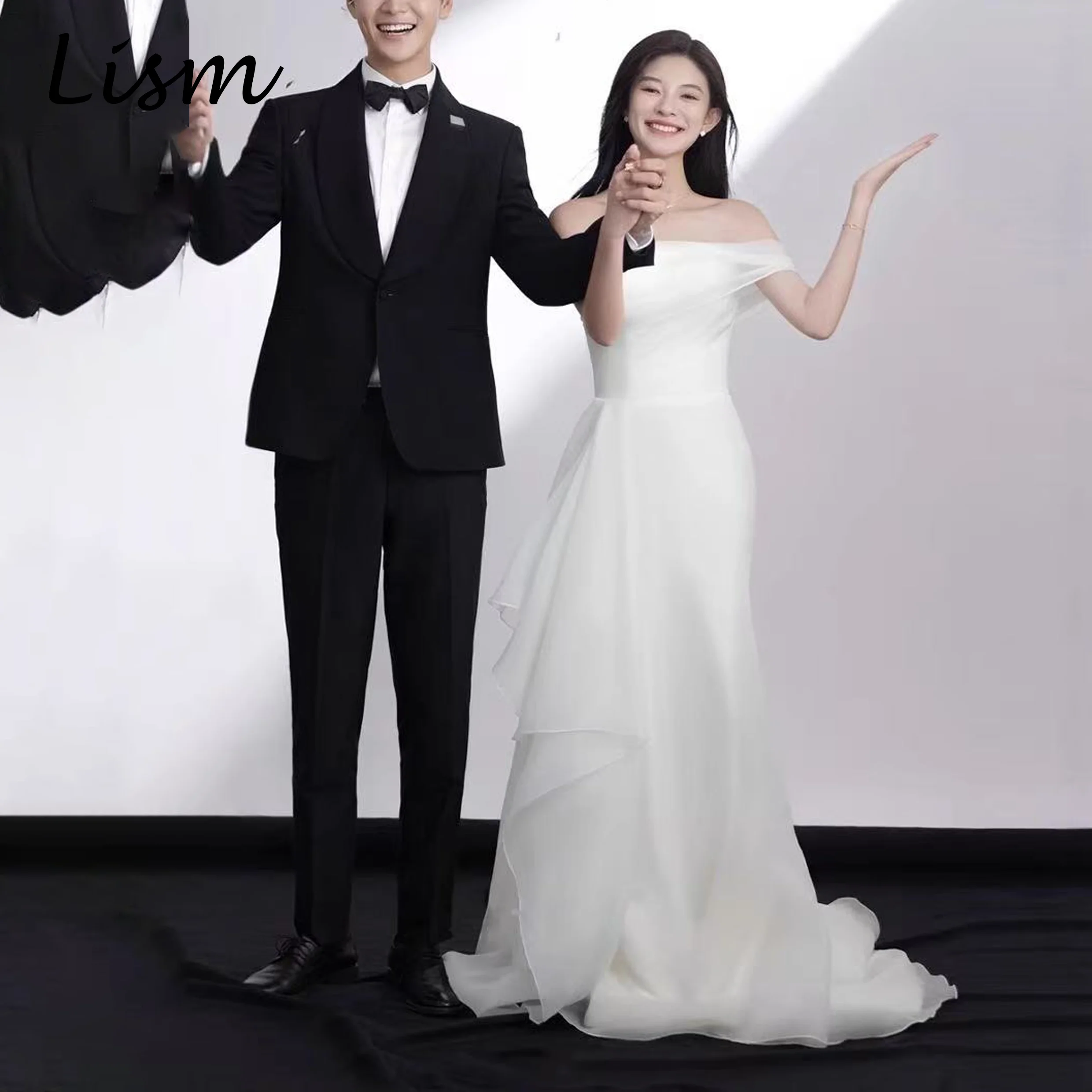 Lism Graceful Sleeveless Strapless Wedding Dresses A-line Sweep Train Korea Wedding Dress Photo Shoot 웨딩드레스 2026 Customized