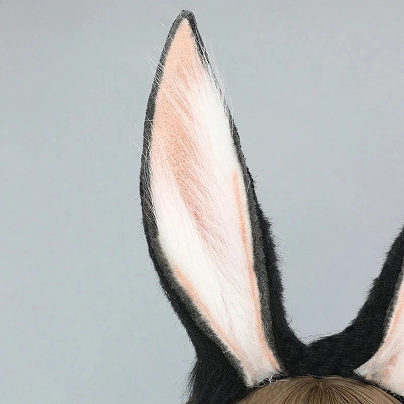 Urocza Dziewczęca Pluszowa Opaska z Uszami Królika Damska Comic-Con Cosplay Rekwizyty Zwierzęce Uszy Nakrycie Głowy Symulacja Królicze Uszy Opaska do Włosów