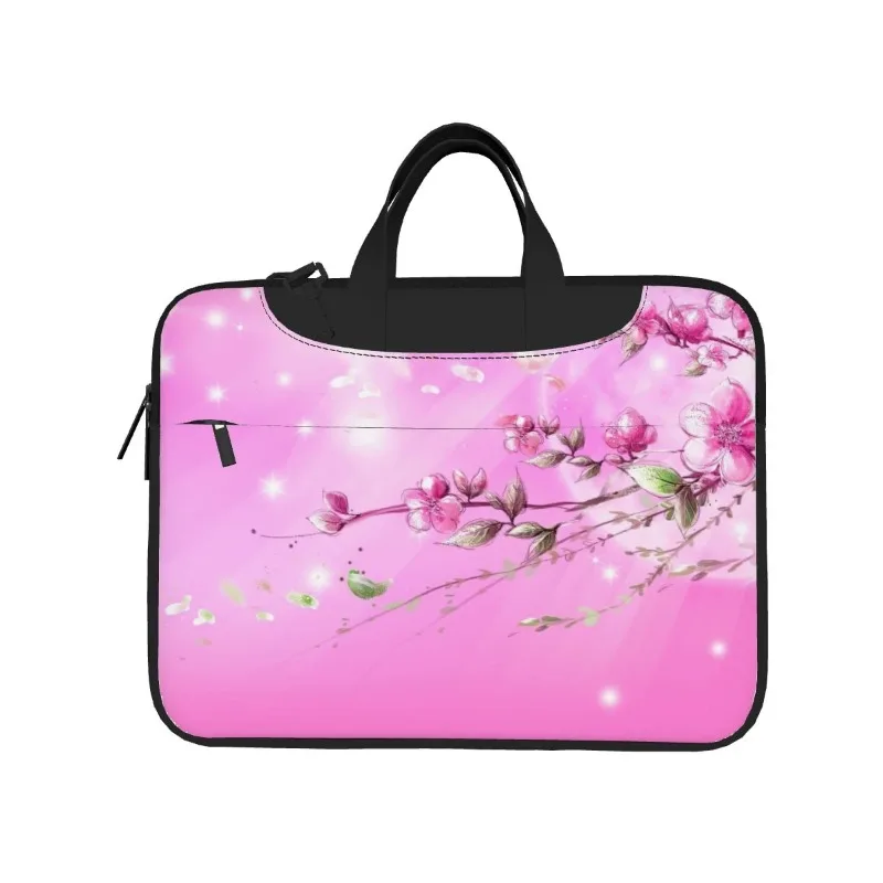 Sakura Cartoon Laptop Bag, padrão impresso, moda pasta, ultra-fino, bolsa de ombro portátil, 13 ", 14", 15.6"