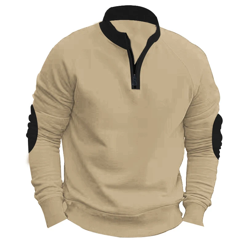 Mens Sport Solid Color Crewneck Hoodie Tops Zipper Long Sleeve Capless Sweatshirts Casual Sweater Fashion Sportswear Clothes 3XL