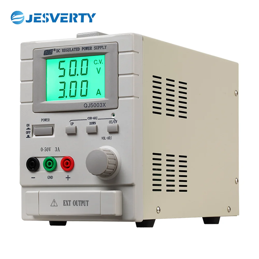 QJ5003X 150W Switching DC Power Supply 0-50V 0-3A Adjustable Benchtop Unit with Knob for Lab or DIY Projects
