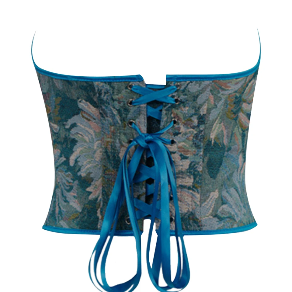 Becirzet Vintage Korsett Taillenformer Shapewear Mehrfarbige Blumen Bustier Top Schnürung Schlankmachende Damenbekleidung – Detail 26