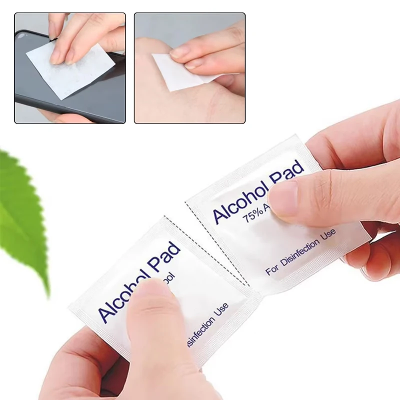 10/100Pcs Car Detailing Disposable Alcohol Disinfection Cotton Pad Wash Care Phone Cleaning Wiper Screen Glasses Cleaning Cotton