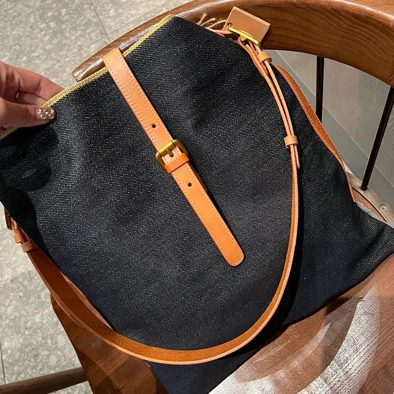 Bolsa de Ombro de Couro Vintage para Homens e Mulheres, Sacola Unisex Designer, Pequena Bolsa Tática Ao Ar Livre, Jeans de Alta Qualidade