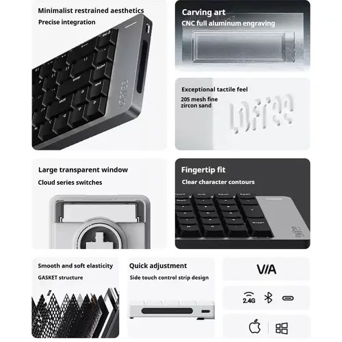 Imagen 2 del producto LOFREE Flow2 Teclado mecánico inalámbrico Bluetooth con cable sonido silencioso y suave Compatible Notebook Oficina silencioso volcado de aluminio