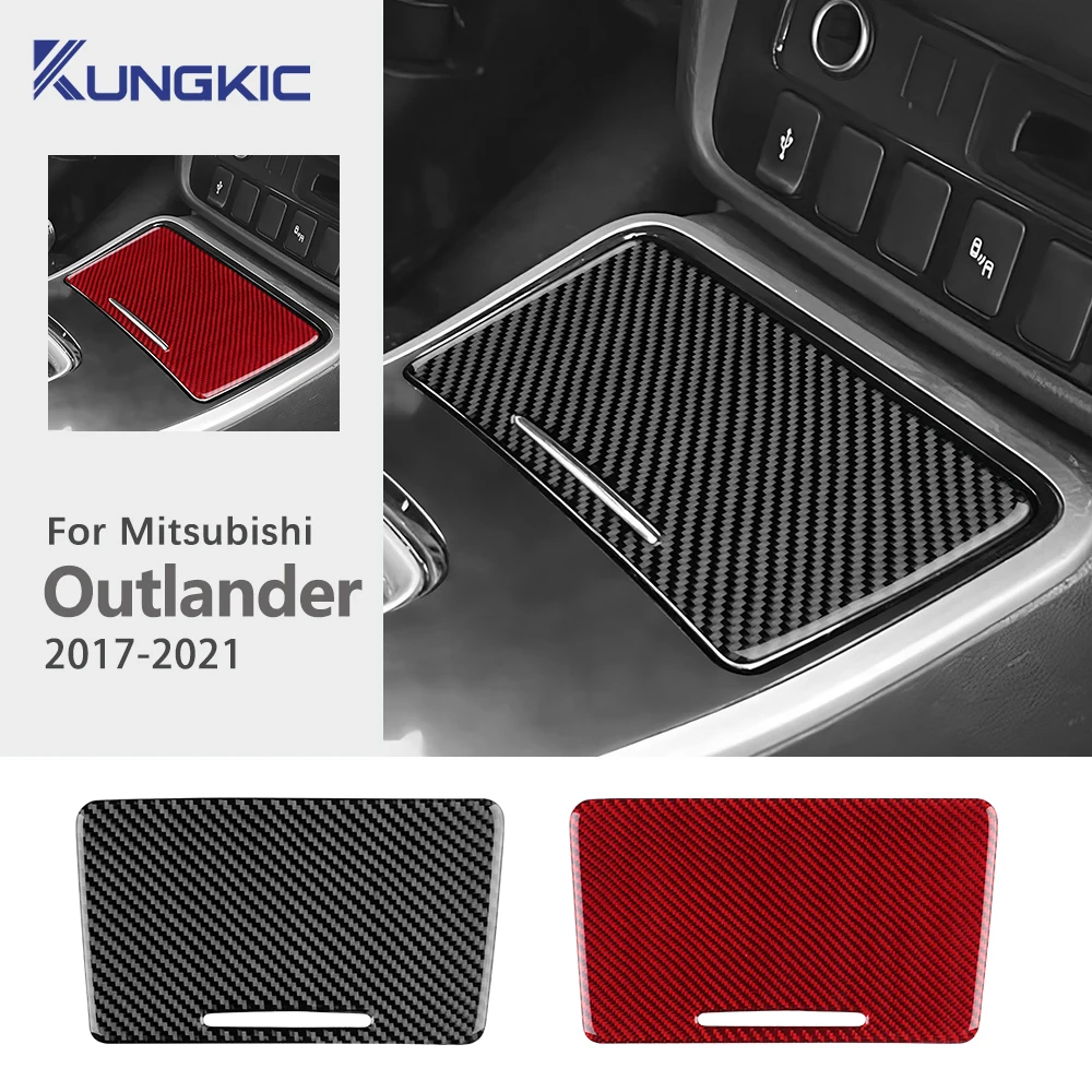 

For Mitsubishi Outlander 2017 2018 2019 2020 2021 Real Soft Carbon Fiber Sticker LHD RHD Central Control Storage Box Panel Trim
