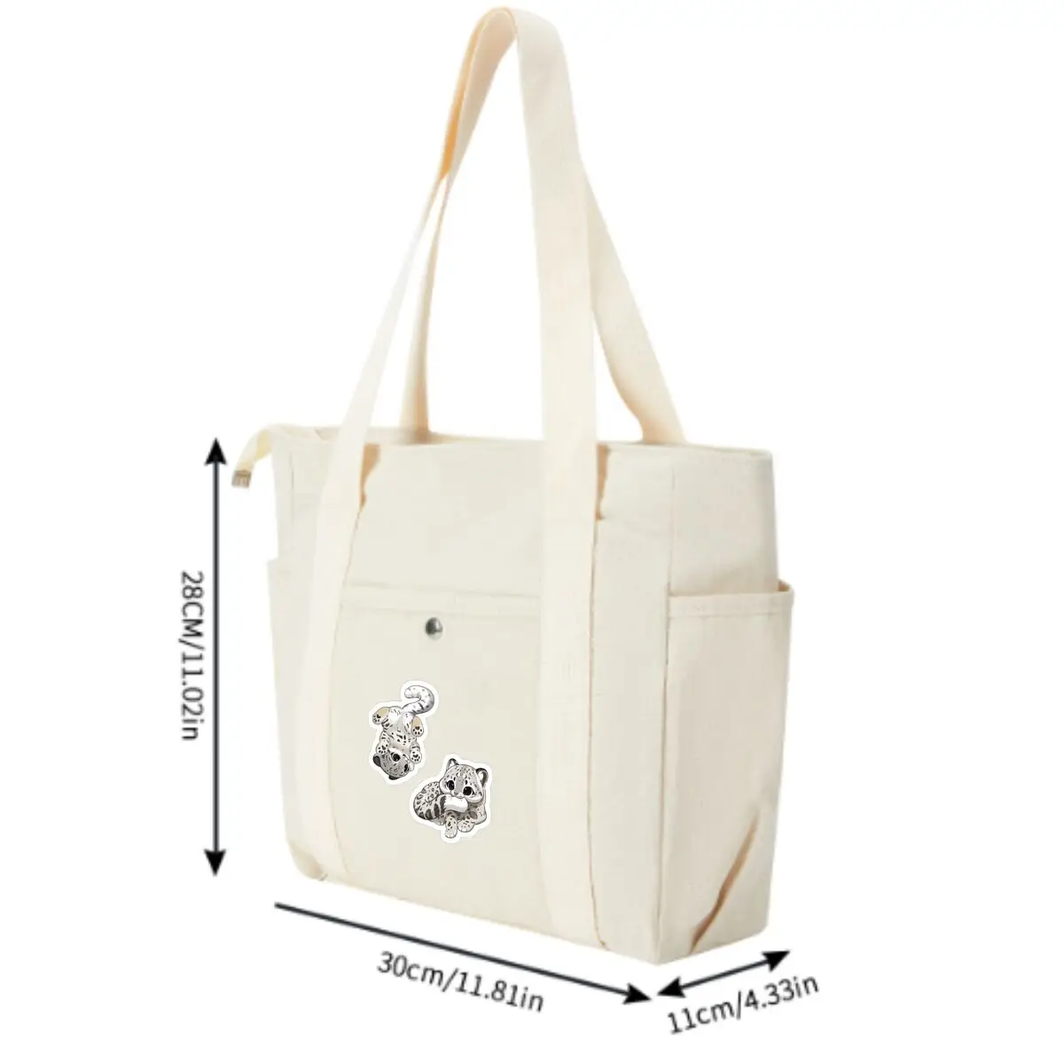 Playful snow leopards Graphic Stylish Multi-Pocket Shoulder Bag for Shopping & Daily Use