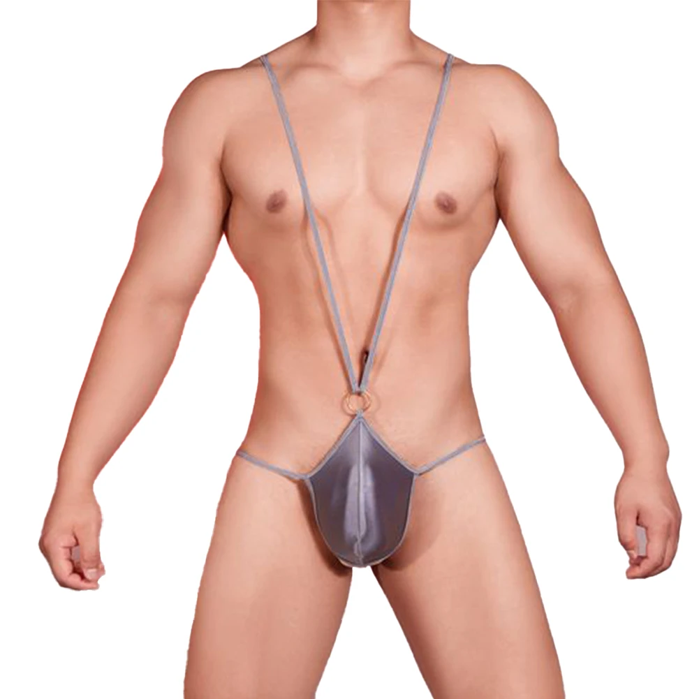 

Mens U Convex Pouch Bodysuit Spaghetti Straps Jumpsuit High Stretch Sissy Underwear Open Butt Leotard Erotic Seductive Lingerie