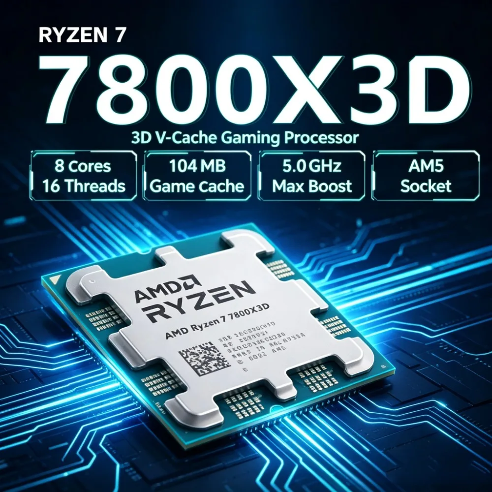 AMD Ryzen 7 7800X3D Desktop Processor 8 Core 16 Thread 5NM 120W TDP Socket AM5 DDR5 CPU, Tray CPU Without Cooler