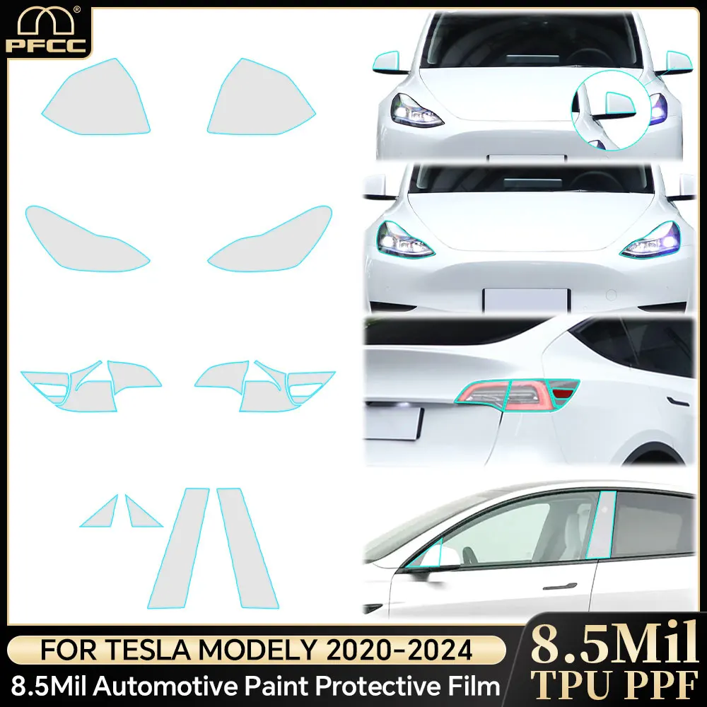 

For Tesla Model Y 2020-2026 Model Y Juniper 2025 2026 A B Pillars Paint Protection Film TPU PPF Clear Bra Anti-scratch Kit
