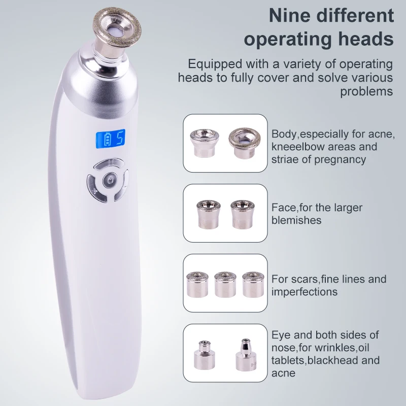 Lesen Beauty Draadloze diamantmicrokristalhuidpolijstmachine voor het verwijderen van mee-eters, diepe reiniging, anti-aging rimpelverzorgingstool